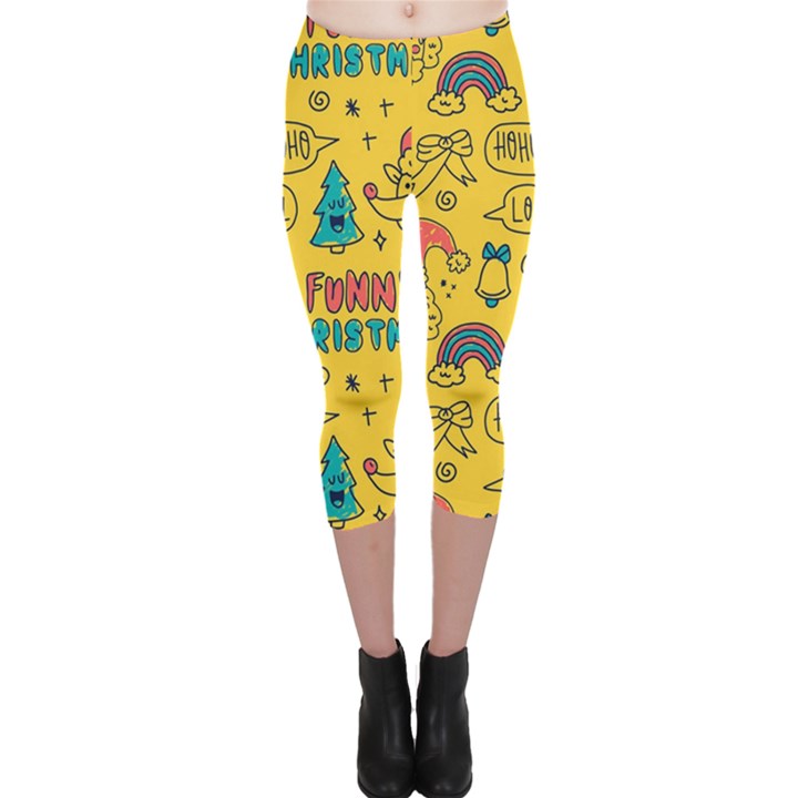 Colorful-funny-christmas-pattern Cool Ho Ho Ho Lol Capri Leggings 