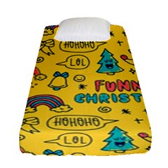 Colorful-funny-christmas-pattern Cool Ho Ho Ho Lol Fitted Sheet (single Size) by Amaryn4rt