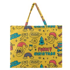 Colorful-funny-christmas-pattern Cool Ho Ho Ho Lol Zipper Large Tote Bag by Amaryn4rt