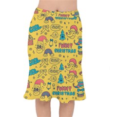 Colorful-funny-christmas-pattern Cool Ho Ho Ho Lol Short Mermaid Skirt by Amaryn4rt