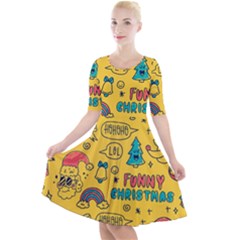 Colorful-funny-christmas-pattern Cool Ho Ho Ho Lol Quarter Sleeve A-line Dress by Amaryn4rt