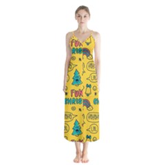 Colorful-funny-christmas-pattern Cool Ho Ho Ho Lol Button Up Chiffon Maxi Dress by Amaryn4rt