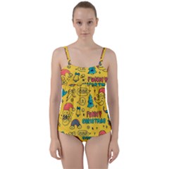 Colorful-funny-christmas-pattern Cool Ho Ho Ho Lol Twist Front Tankini Set by Amaryn4rt