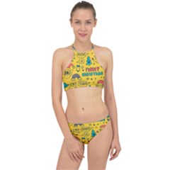 Colorful-funny-christmas-pattern Cool Ho Ho Ho Lol Halter Bikini Set by Amaryn4rt