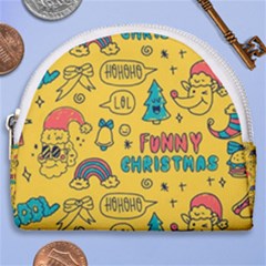 Colorful-funny-christmas-pattern Cool Ho Ho Ho Lol Horseshoe Style Canvas Pouch by Amaryn4rt