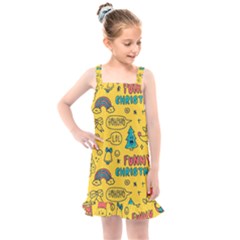 Colorful-funny-christmas-pattern Cool Ho Ho Ho Lol Kids  Overall Dress by Amaryn4rt