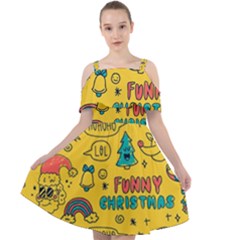 Colorful-funny-christmas-pattern Cool Ho Ho Ho Lol Cut Out Shoulders Chiffon Dress by Amaryn4rt