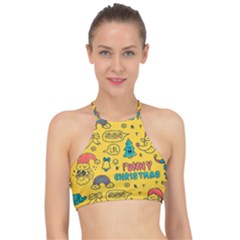 Colorful-funny-christmas-pattern Cool Ho Ho Ho Lol Halter Bikini Top by Amaryn4rt