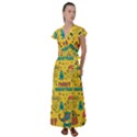 Colorful-funny-christmas-pattern Cool Ho Ho Ho Lol Flutter Sleeve Maxi Dress View1