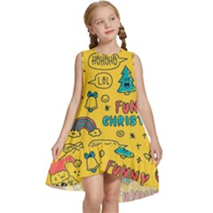 Colorful-funny-christmas-pattern Cool Ho Ho Ho Lol Kids  Frill Swing Dress by Amaryn4rt