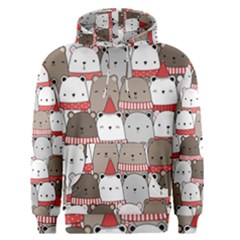 Cute Adorable Bear Merry Christmas Happy New Year Cartoon Doodle Seamless Pattern Men s Core Hoodie by Amaryn4rt