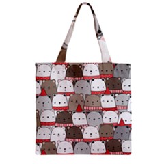 Cute Adorable Bear Merry Christmas Happy New Year Cartoon Doodle Seamless Pattern Zipper Grocery Tote Bag by Amaryn4rt