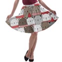 Cute Adorable Bear Merry Christmas Happy New Year Cartoon Doodle Seamless Pattern A-line Skater Skirt View1