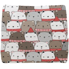 Cute Adorable Bear Merry Christmas Happy New Year Cartoon Doodle Seamless Pattern Seat Cushion by Amaryn4rt