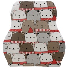 Cute Adorable Bear Merry Christmas Happy New Year Cartoon Doodle Seamless Pattern Car Seat Velour Cushion  by Amaryn4rt