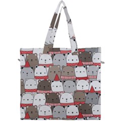 Cute Adorable Bear Merry Christmas Happy New Year Cartoon Doodle Seamless Pattern Canvas Travel Bag by Amaryn4rt