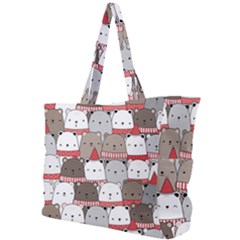 Cute Adorable Bear Merry Christmas Happy New Year Cartoon Doodle Seamless Pattern Simple Shoulder Bag by Amaryn4rt