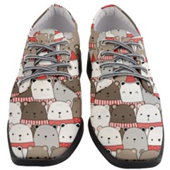 Cute Adorable Bear Merry Christmas Happy New Year Cartoon Doodle Seamless Pattern Women Heeled Oxford Shoes by Amaryn4rt