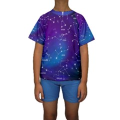 Realistic-night-sky-poster-with-constellations Kids  Short Sleeve Swimwear by Amaryn4rt