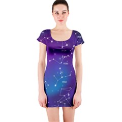 Realistic-night-sky-poster-with-constellations Short Sleeve Bodycon Dress by Amaryn4rt