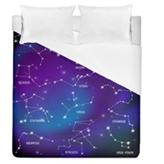 Realistic-night-sky-poster-with-constellations Duvet Cover (queen Size)