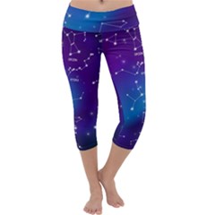 Realistic-night-sky-poster-with-constellations Capri Yoga Leggings by Amaryn4rt