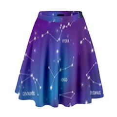 Realistic-night-sky-poster-with-constellations High Waist Skirt