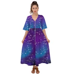 Realistic-night-sky-poster-with-constellations Kimono Sleeve Boho Dress by Amaryn4rt