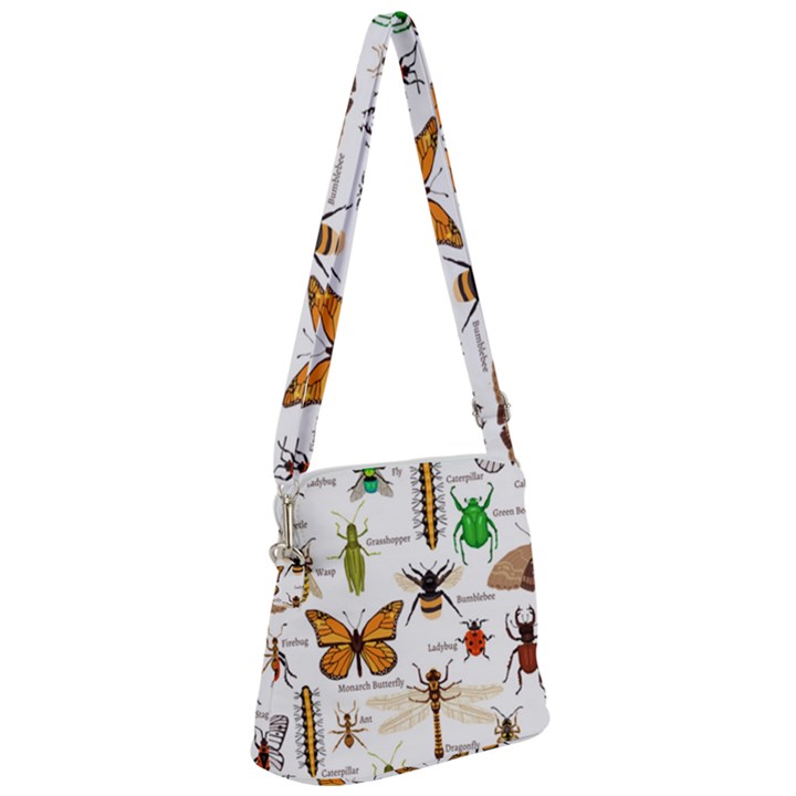 Insects-seamless-pattern Zipper Messenger Bag