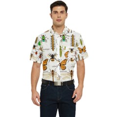 Insects-seamless-pattern Men s Short Sleeve Pocket Shirt 