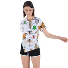 Insects-seamless-pattern Asymmetrical Short Sleeve Sports T-Shirt