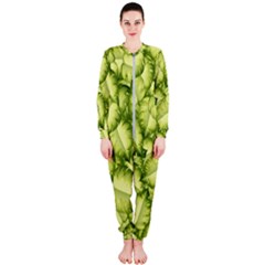 Seamless-pattern-with-green-leaves Onepiece Jumpsuit (ladies) by Amaryn4rt