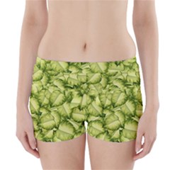 Seamless-pattern-with-green-leaves Boyleg Bikini Wrap Bottoms