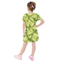 Seamless-pattern-with-green-leaves Kids  Short Sleeve Velvet Dress View2