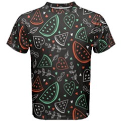 Seamless-vector-pattern-with-watermelons-mint -- Men s Cotton T-shirt by Amaryn4rt