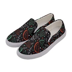 Seamless-vector-pattern-with-watermelons-mint -- Women s Canvas Slip Ons by Amaryn4rt