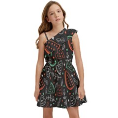 Seamless-vector-pattern-with-watermelons-mint -- Kids  One Shoulder Party Dress by Amaryn4rt