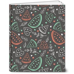 Seamless-vector-pattern-with-watermelons-mint -- 8  X 10  Hardcover Notebook by Amaryn4rt