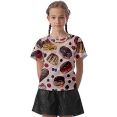 Seamless-pattern-with-sweet-cakes-berries Kids  Front Cut T-shirt by Amaryn4rt