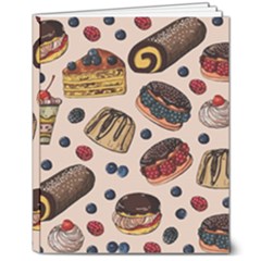 Seamless-pattern-with-sweet-cakes-berries 8  X 10  Softcover Notebook by Amaryn4rt