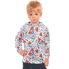 Seamless-vector-pattern-with-watermelons-mint Kids  Hooded Pullover by Amaryn4rt