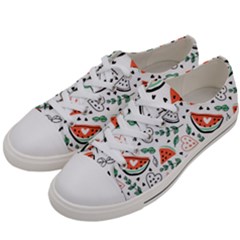 Seamless-vector-pattern-with-watermelons-mint Men s Low Top Canvas Sneakers by Amaryn4rt