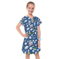 Isometric-seamless-pattern-megapolis Kids  Drop Waist Dress by Amaryn4rt