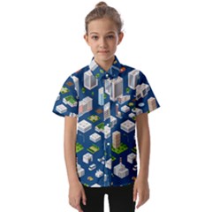 Isometric-seamless-pattern-megapolis Kids  Short Sleeve Shirt by Amaryn4rt