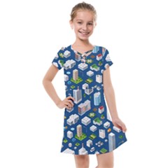 Isometric-seamless-pattern-megapolis Kids  Cross Web Dress by Amaryn4rt