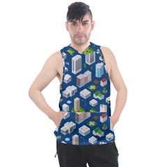 Isometric-seamless-pattern-megapolis Men s Sleeveless Hoodie by Amaryn4rt