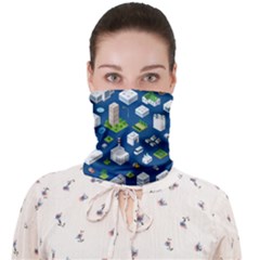 Isometric-seamless-pattern-megapolis Face Covering Bandana (adult) by Amaryn4rt