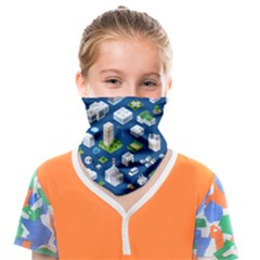 Isometric-seamless-pattern-megapolis Face Covering Bandana (kids) by Amaryn4rt