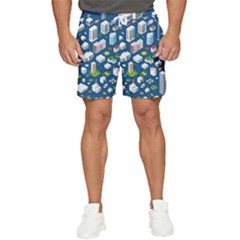 Isometric-seamless-pattern-megapolis Men s Runner Shorts by Amaryn4rt