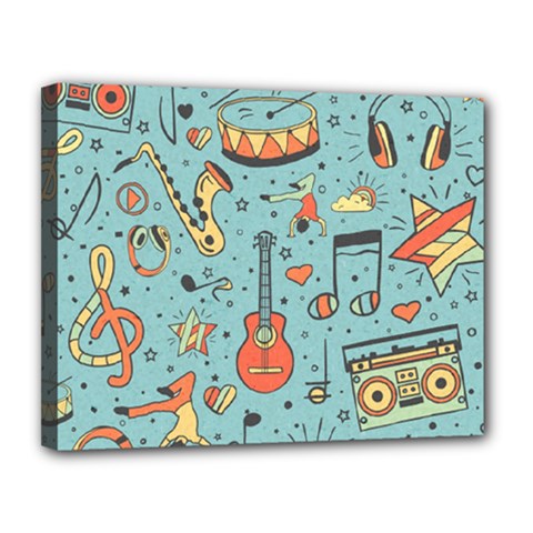 Seamless-pattern-musical-instruments-notes-headphones-player Canvas 14  X 11  (stretched) by Amaryn4rt